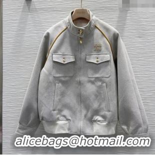 Traditional Discount Miu Miu Cotton Blend Jacket M091803 Grey 2025