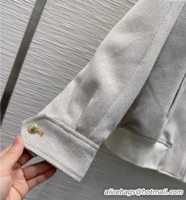 Unique Discount Miu Miu Cotton Blend Jacket with Pockets M091804 Grey 2025