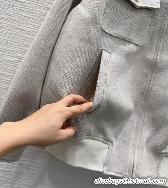 Unique Discount Miu Miu Cotton Blend Jacket with Pockets M091804 Grey 2025