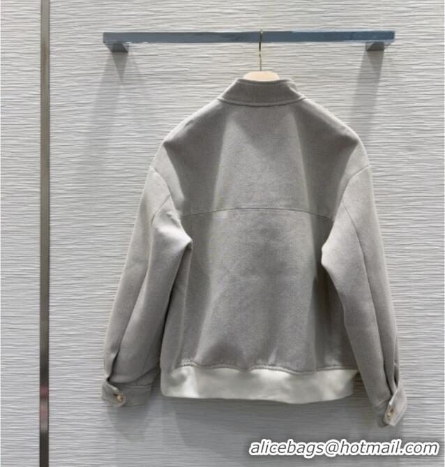 Unique Discount Miu Miu Cotton Blend Jacket with Pockets M091804 Grey 2025