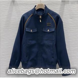 Market Sells Miu Miu Cotton Blend Jacket with Pockets M091804 Blue 2025