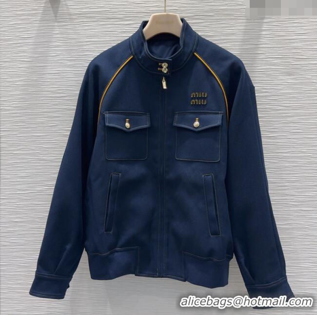 Market Sells Miu Miu Cotton Blend Jacket with Pockets M091804 Blue 2025