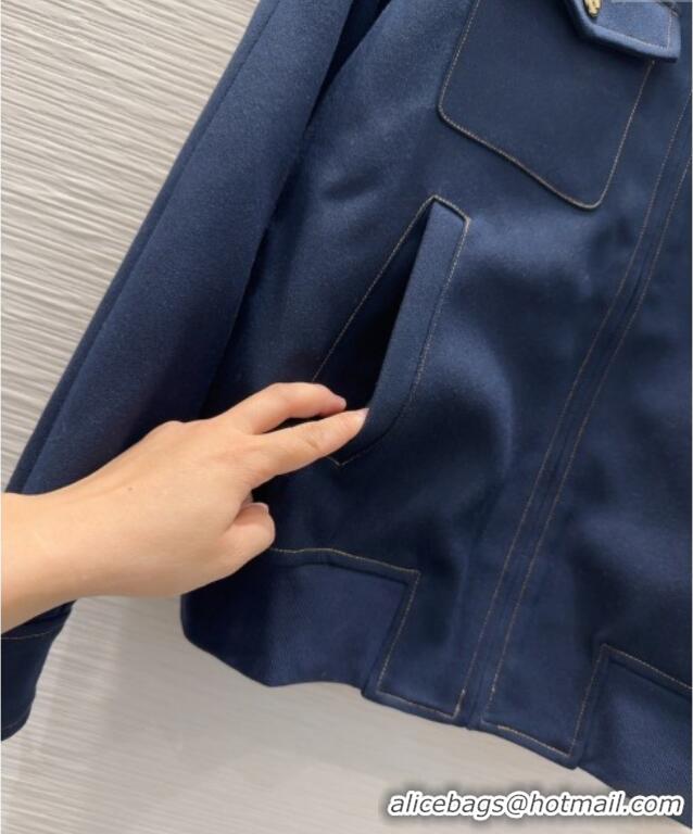 Market Sells Miu Miu Cotton Blend Jacket with Pockets M091804 Blue 2025