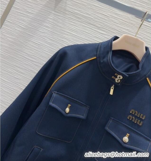 Market Sells Miu Miu Cotton Blend Jacket with Pockets M091804 Blue 2025