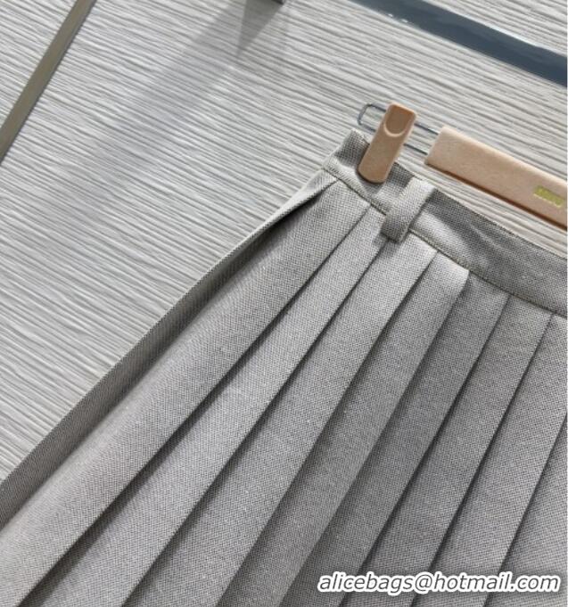 Super Quality Miu Miu Cotton Blend Pleated Skirt M091805 Grey 2025