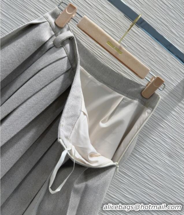 Super Quality Miu Miu Cotton Blend Pleated Skirt M091805 Grey 2025