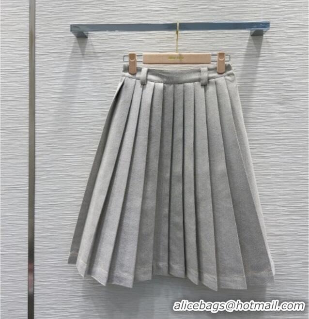 Super Quality Miu Miu Cotton Blend Pleated Skirt M091805 Grey 2025