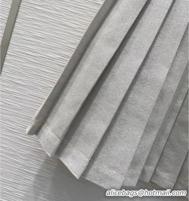 Super Quality Miu Miu Cotton Blend Pleated Skirt M091805 Grey 2025