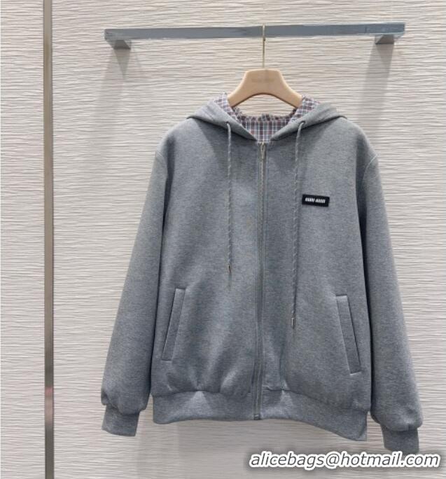 Grade Quality Miu Miu Cotton Jacket and Pants Set M091807 Grey 2025