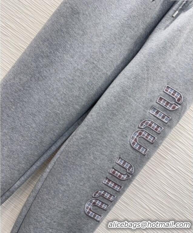 Grade Quality Miu Miu Cotton Jacket and Pants Set M091807 Grey 2025