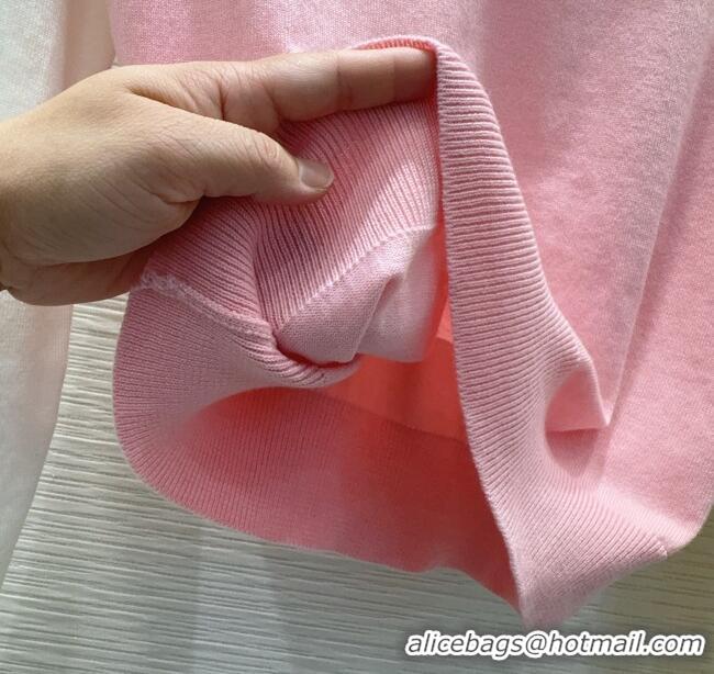 Original Cheap Miu Miu Wool Polo Shirt M091808 Pink/White 2025