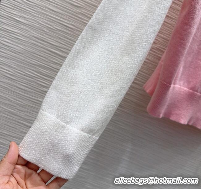 Original Cheap Miu Miu Wool Polo Shirt M091808 Pink/White 2025