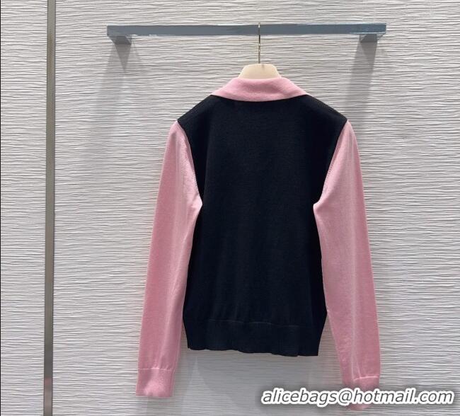 Best Grade Miu Miu Wool Polo Shirt M091808 Pink/Black 2025