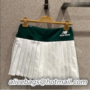 Big Discount New Balance x Miu Miu Cotton Pleated Mini Skirt M091810 Green/White 2025