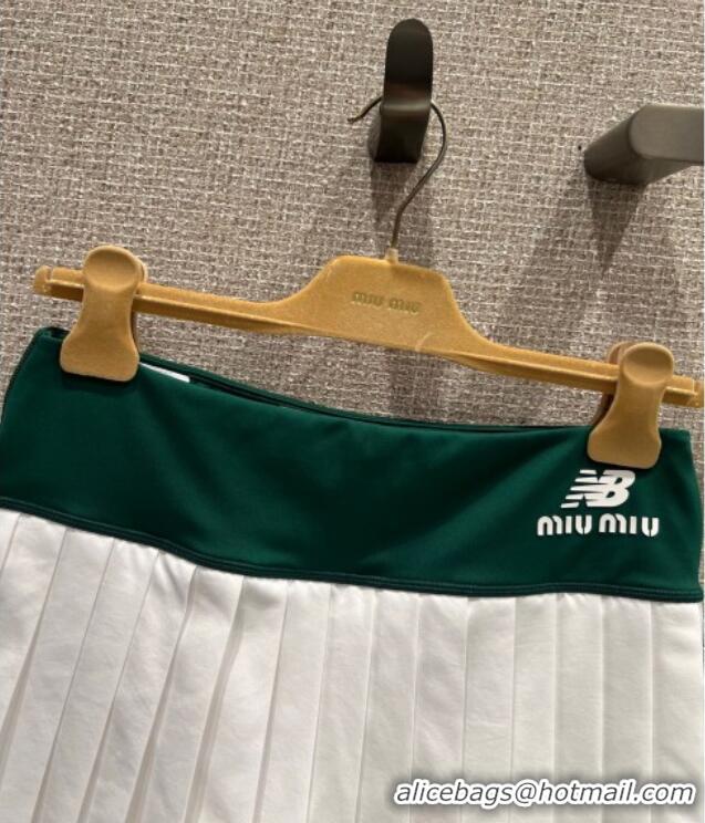 Big Discount New Balance x Miu Miu Cotton Pleated Mini Skirt M091810 Green/White 2025