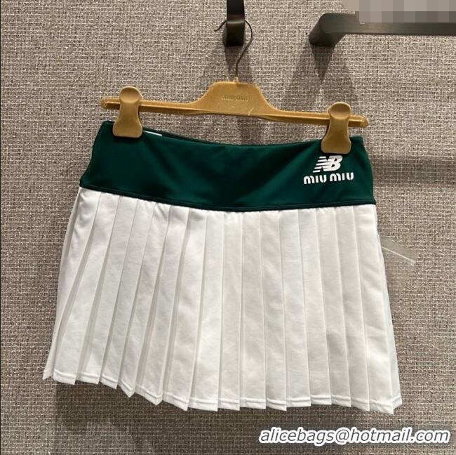 Big Discount New Balance x Miu Miu Cotton Pleated Mini Skirt M091810 Green/White 2025