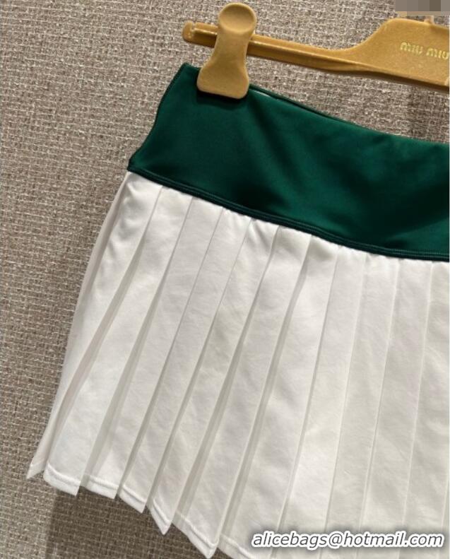Big Discount New Balance x Miu Miu Cotton Pleated Mini Skirt M091810 Green/White 2025