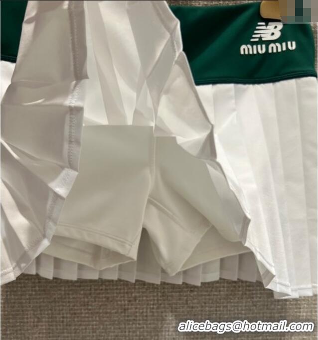 Big Discount New Balance x Miu Miu Cotton Pleated Mini Skirt M091810 Green/White 2025