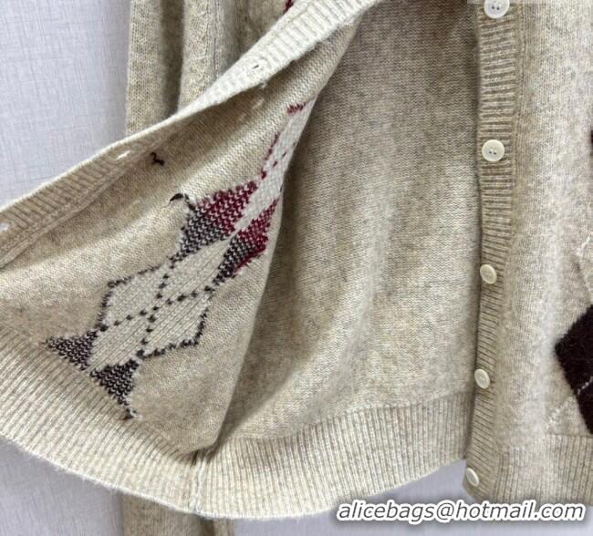 Luxury Cheap Miu Miu Wool Cashmere Cardigan/Vest/Shorts Set M091811 Beige 2025