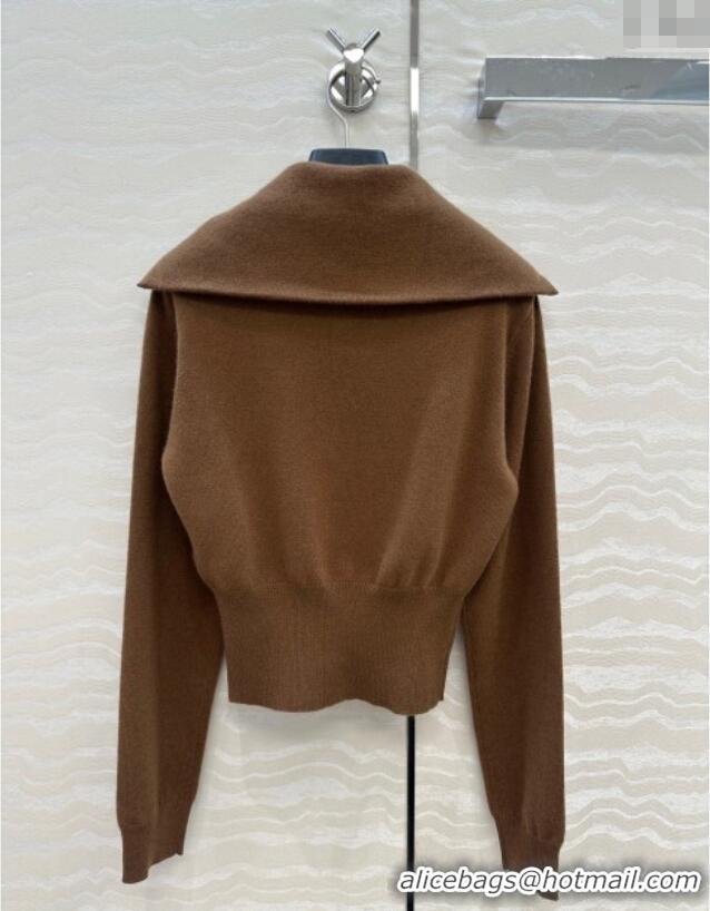 Best Quality Miu Miu Cashmere Knit Zip Top M091812 Brown 2025
