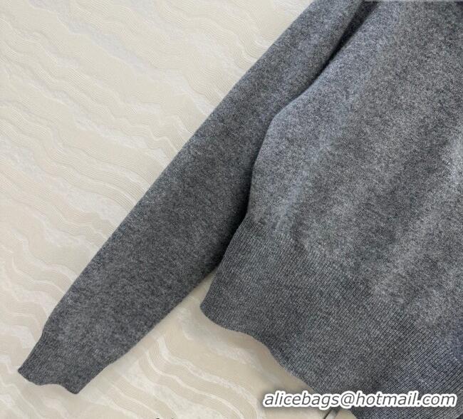 Grade Promotional Miu Miu Cashmere Knit Zip Top M091812 Grey 2025