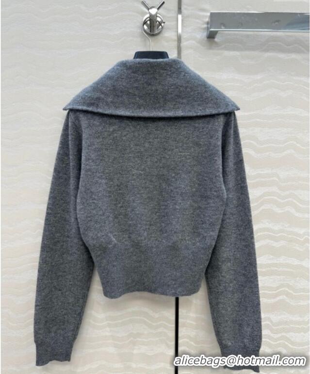 Grade Promotional Miu Miu Cashmere Knit Zip Top M091812 Grey 2025