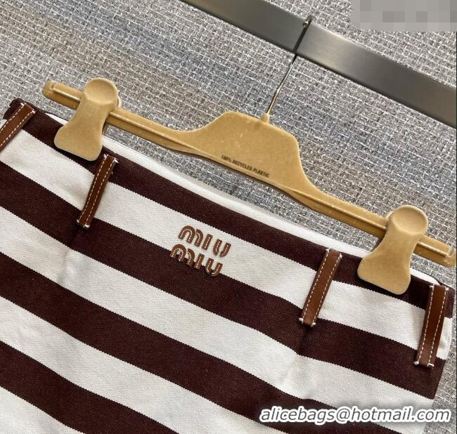 Classic Specials Miu Miu Striped Mini Skirt M091814 Brown/White 2025