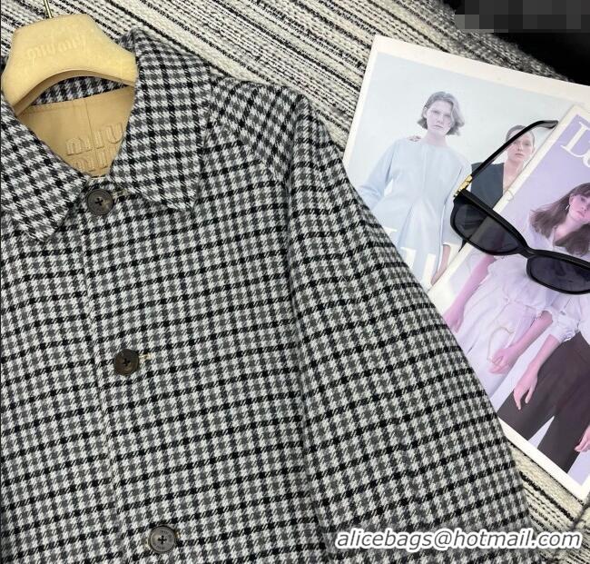Promotional Miu Miu Wool Blend Beige and Plaid Reversible Long Coat M091818 2025