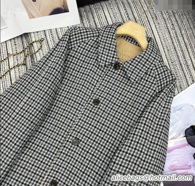 Promotional Miu Miu Wool Blend Beige and Plaid Reversible Long Coat M091818 2025