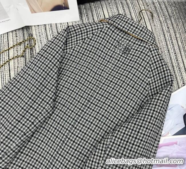 Promotional Miu Miu Wool Blend Beige and Plaid Reversible Long Coat M091818 2025