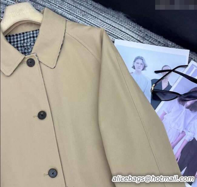 Promotional Miu Miu Wool Blend Beige and Plaid Reversible Long Coat M091818 2025