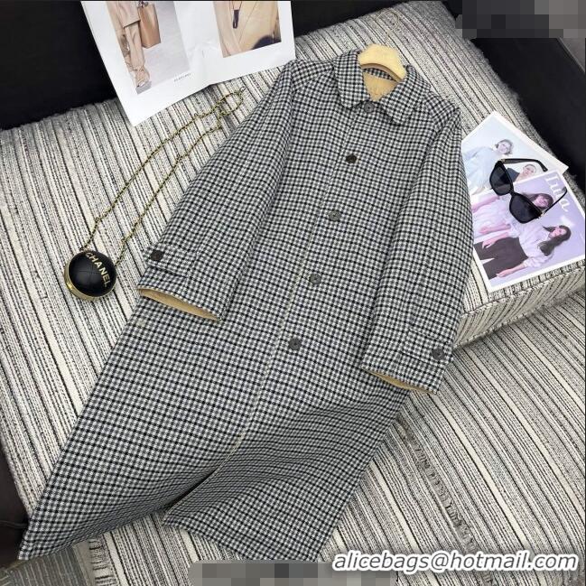 Promotional Miu Miu Wool Blend Beige and Plaid Reversible Long Coat M091818 2025