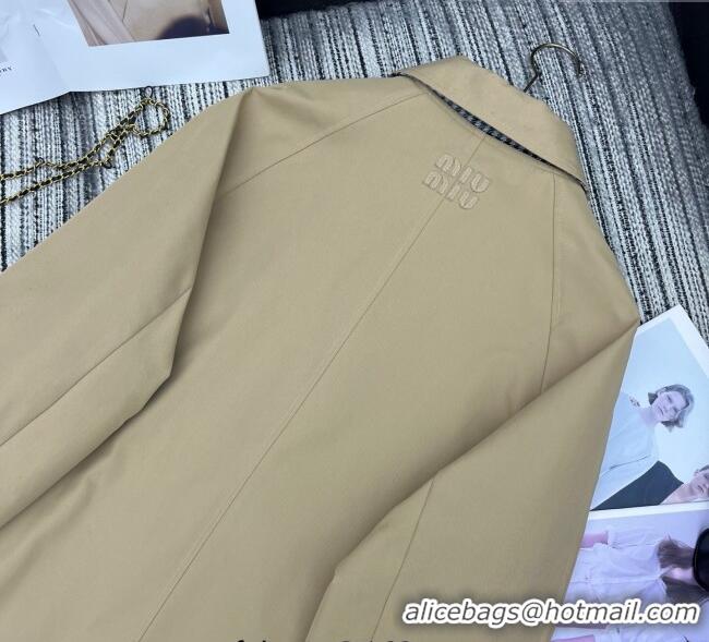 Promotional Miu Miu Wool Blend Beige and Plaid Reversible Long Coat M091818 2025