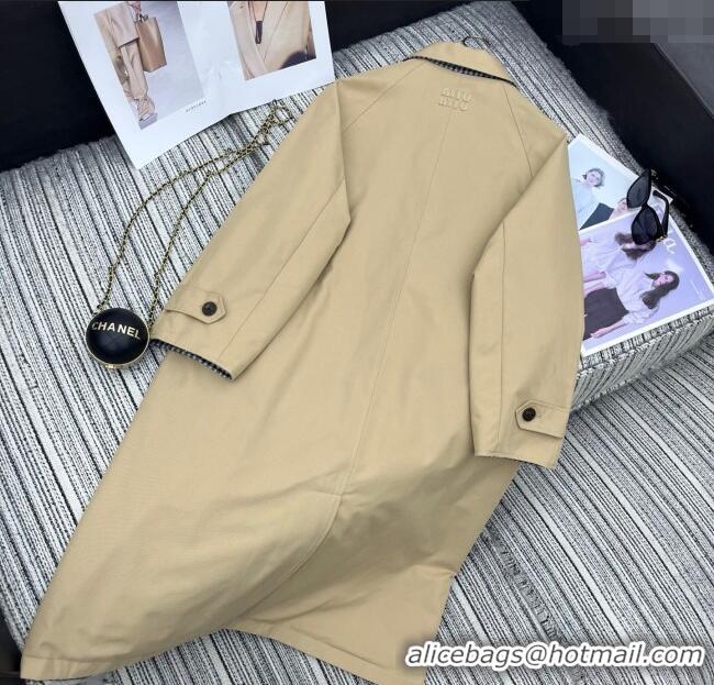 Promotional Miu Miu Wool Blend Beige and Plaid Reversible Long Coat M091818 2025