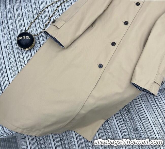 Promotional Miu Miu Wool Blend Beige and Plaid Reversible Long Coat M091818 2025