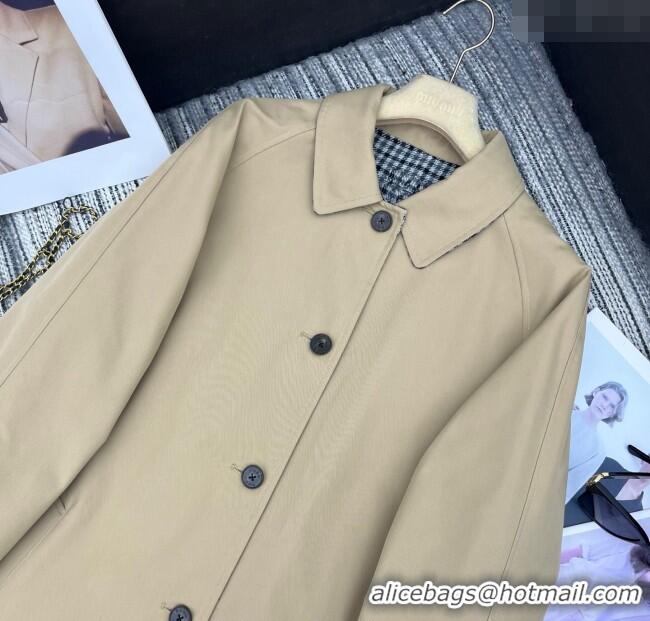 Promotional Miu Miu Wool Blend Beige and Plaid Reversible Long Coat M091818 2025