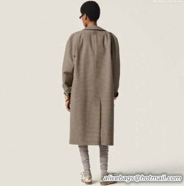 Buy Cheap Miu Miu Grey and Houndstooth Reversible Long Coat M091818 2025