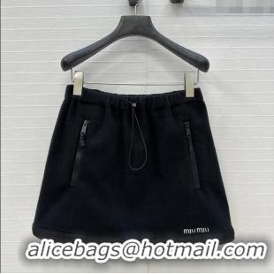 ​Luxury Cheap Miu Miu Fleece Miniskirt M101408 Black 2025
