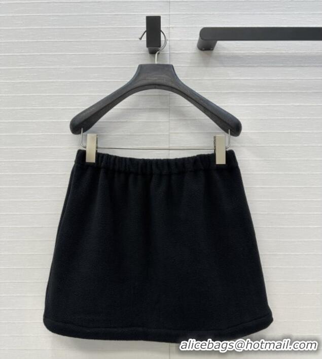 ​Luxury Cheap Miu Miu Fleece Miniskirt M101408 Black 2025