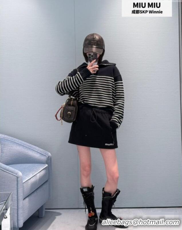 ​Luxury Cheap Miu Miu Fleece Miniskirt M101408 Black 2025