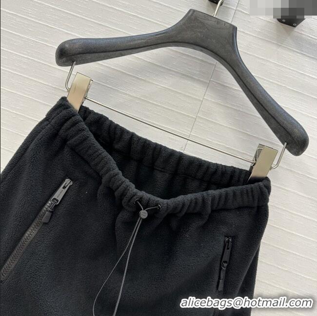 ​Luxury Cheap Miu Miu Fleece Miniskirt M101408 Black 2025