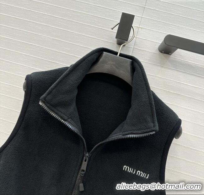 Reasonable Price Miu Miu Fleece Vest M101409 Black 2025