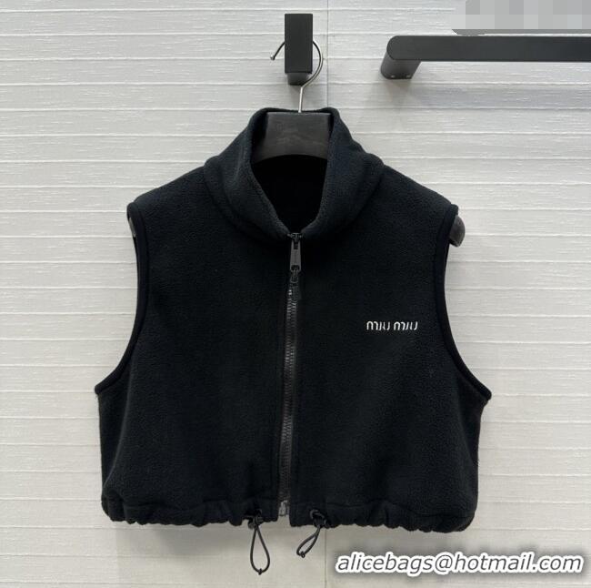 Reasonable Price Miu Miu Fleece Vest M101409 Black 2025