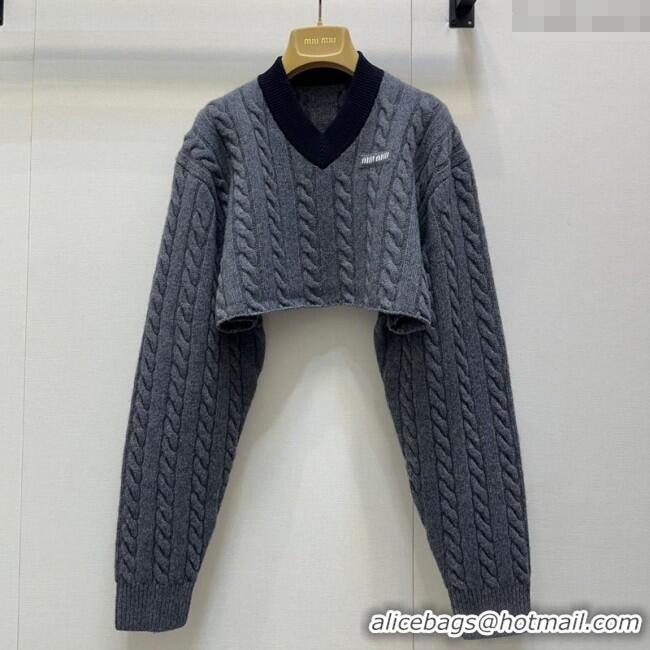 Luxury Discount Miu Miu Short Sweater MM101417 Grey 2025
