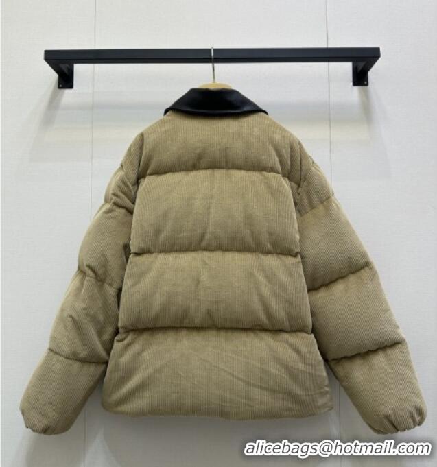 Free Shipping Discount Miu Miu Corduroy Down Jacket MIU0903025 Beige 2025