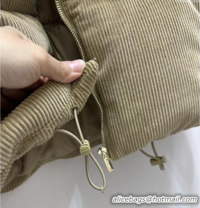 Free Shipping Discount Miu Miu Corduroy Down Jacket MIU0903025 Beige 2025