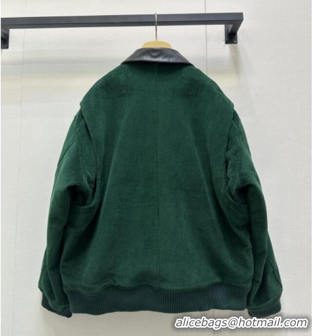 Luxury Cheap Miu Miu Corduroy Padded Jacket MM101419 Green 2025