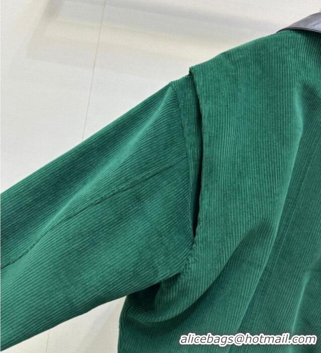 Luxury Cheap Miu Miu Corduroy Padded Jacket MM101419 Green 2025