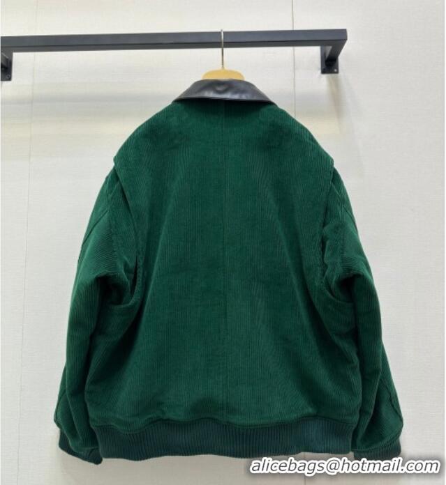 Luxury Cheap Miu Miu Corduroy Padded Jacket MM101419 Green 2025