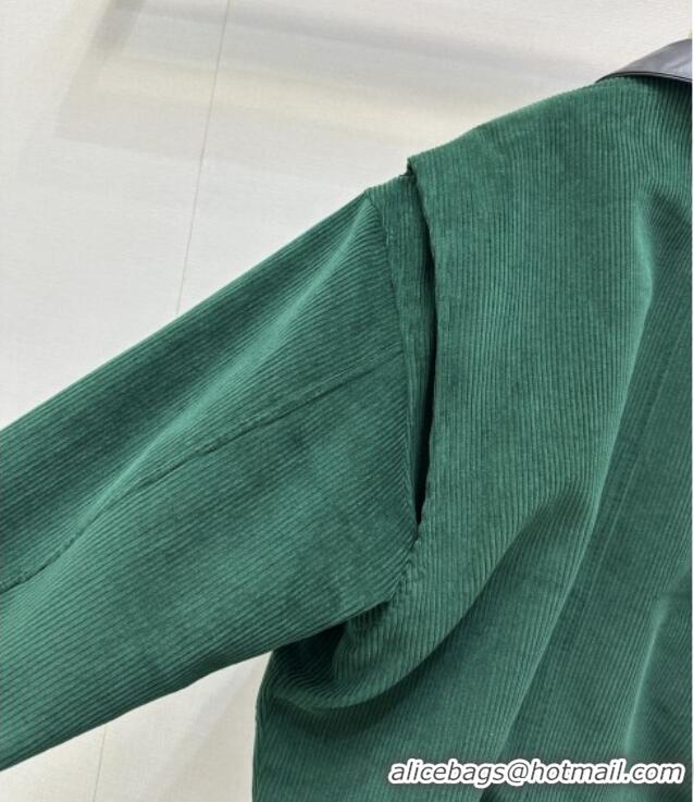 Luxury Cheap Miu Miu Corduroy Padded Jacket MM101419 Green 2025